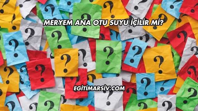 Meryem Ana Otu Suyu İçilir mi?