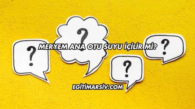 Meryem Ana Otu Suyu İçilir mi?