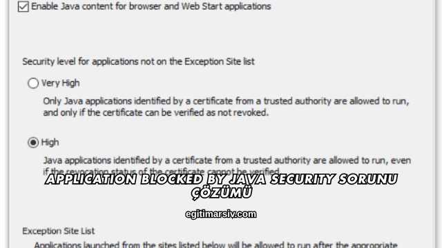 Application Blocked By Java Security Sorunu Çözümü