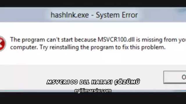 Msvcr100 Dll Hatası Çözümü